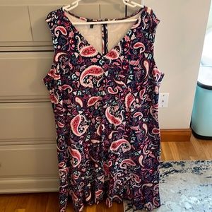 3x Talbots blue and pink cotton Paisley Dress